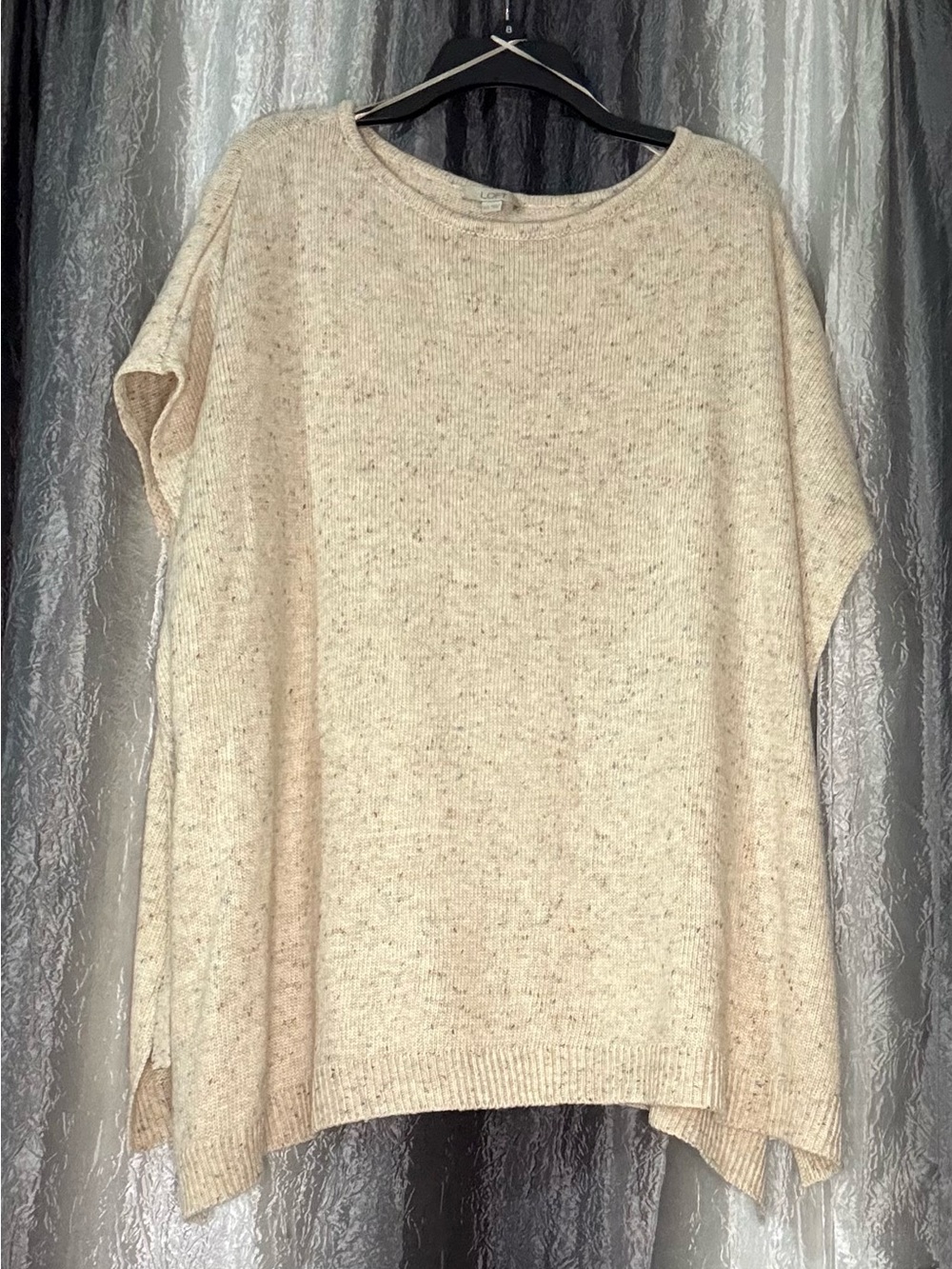 LOFT Cream Speckled Crewneck Sweater